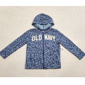 Old Navy 4T NWT zip up hoodie sweatshirt jacket toddler girl floral blue new